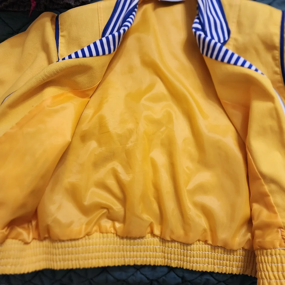 Joyce USA Jacket Vintage Full Zip Bomber YELLOW NAVY STRIPE small - Picture 8 of 9